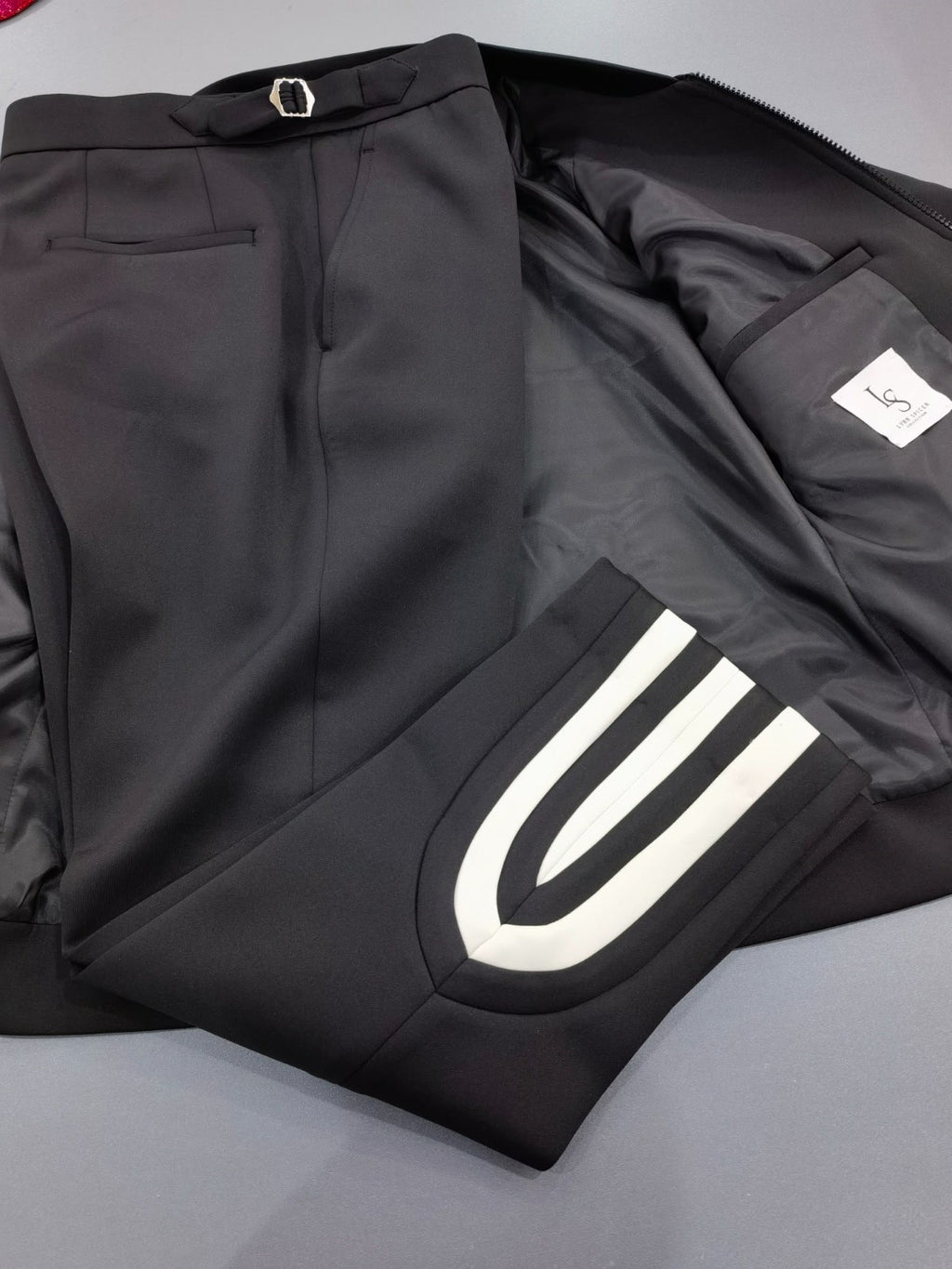 Women's Black With White Stripe Jogging Suit