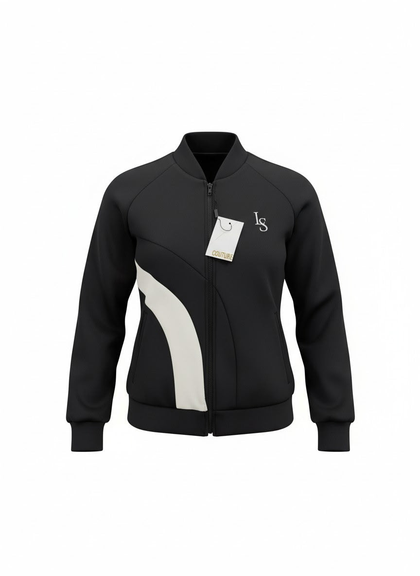 Women's Black With White Stripe Jogging Suit