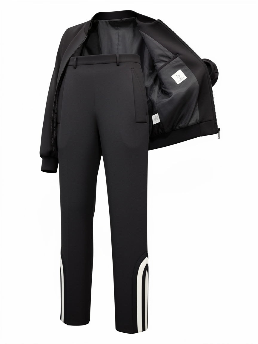 Women's Black With White Stripe Jogging Suit