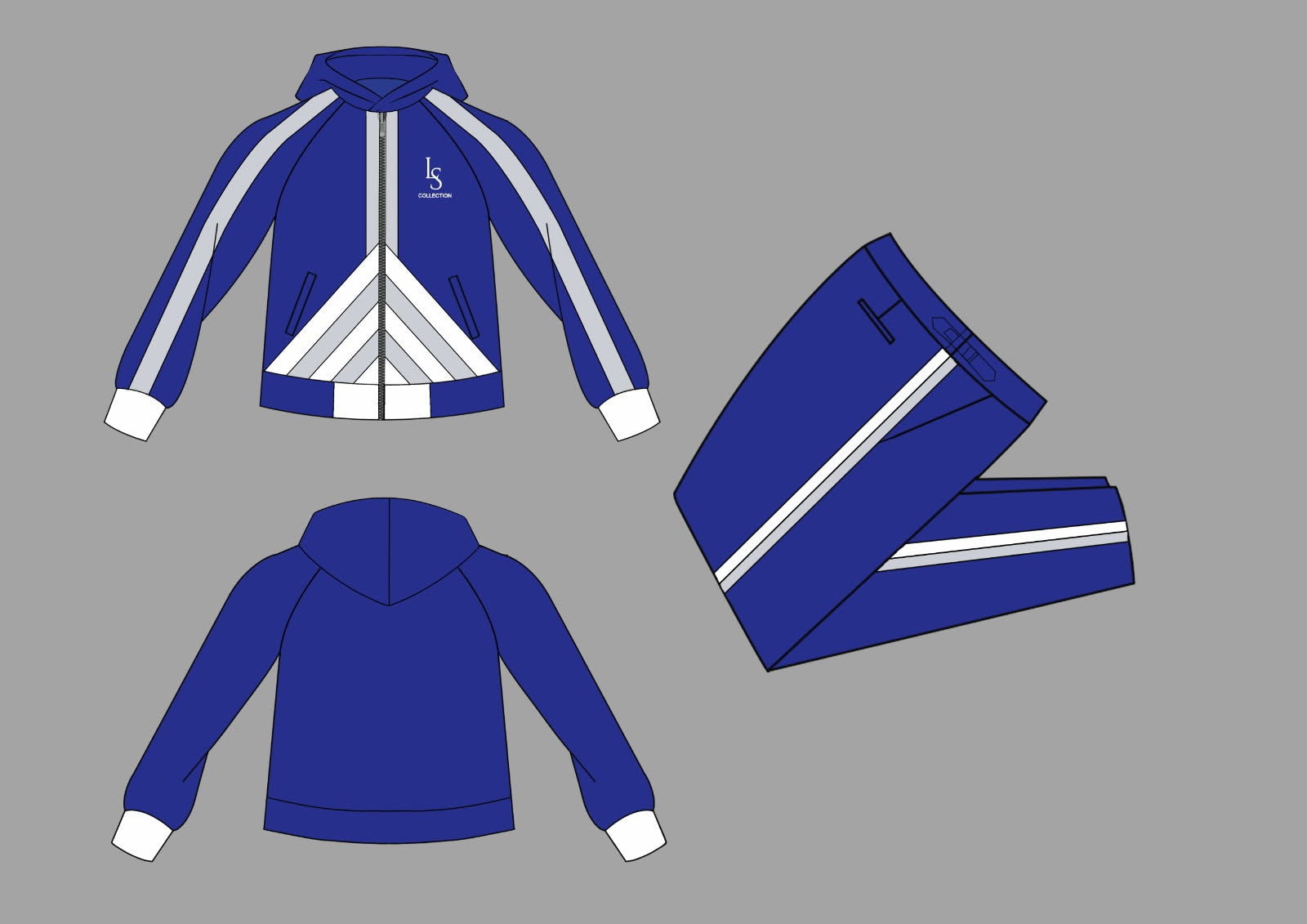 Men's Blue Hoodie Jogging Suit