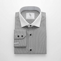 Herringbone w/ White Collar Dress Shirt