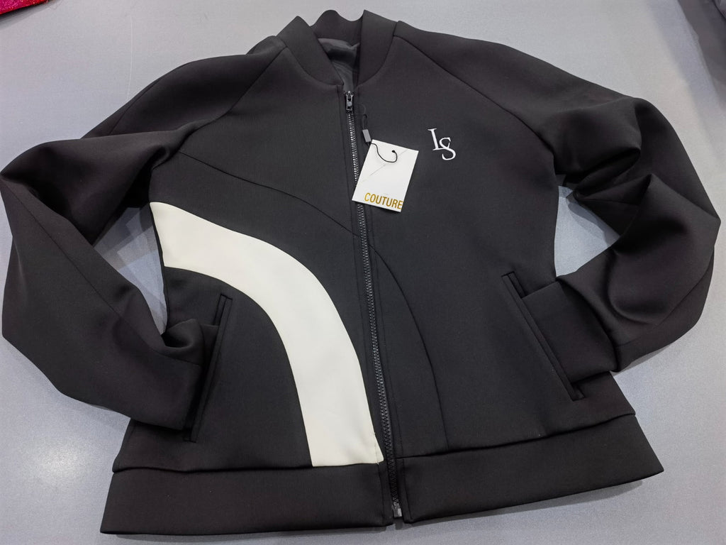Women's Black With White Stripe Jogging Suit