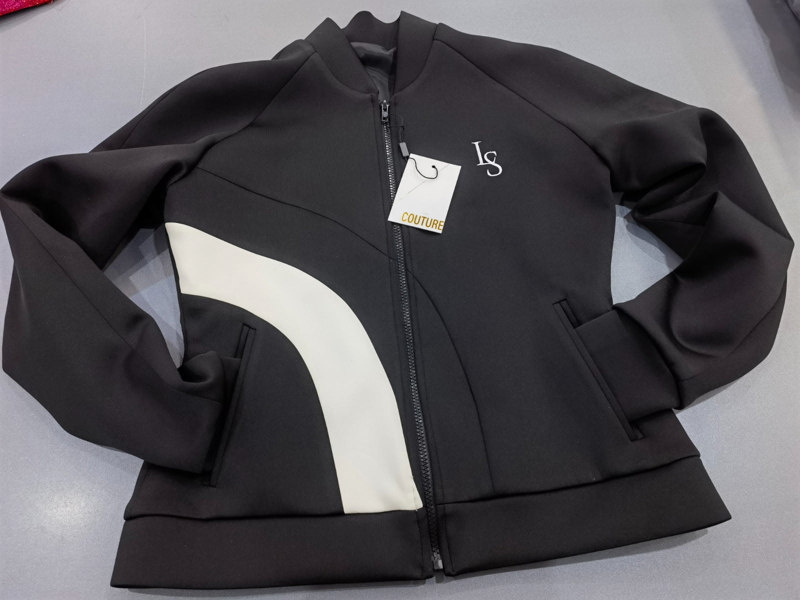 Women's Black With White Stripe Jogging Suit